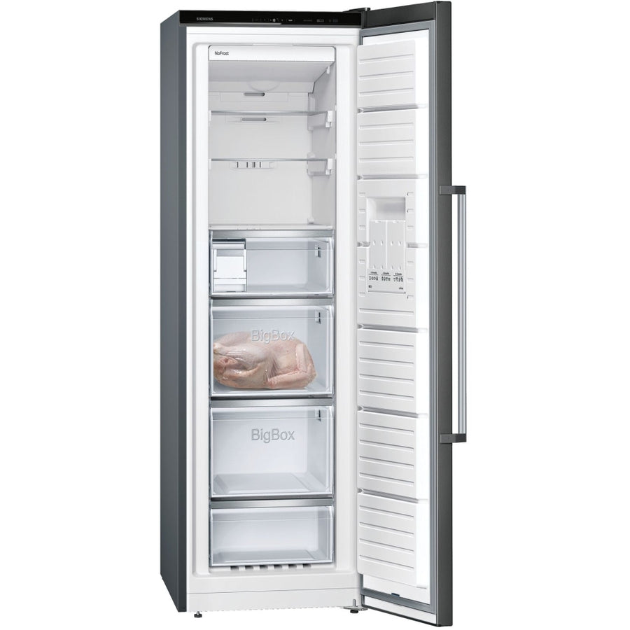 Siemens GS36NVIEV IQ500 Freestanding Frost Free Freezer – Black Steel