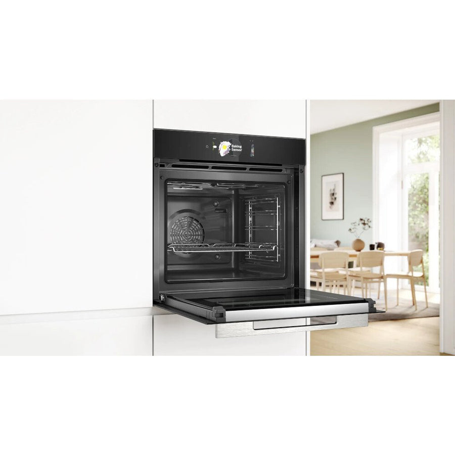 HBG7784B1  Bosch series 8 pyrolytic cleaning single oven in black 