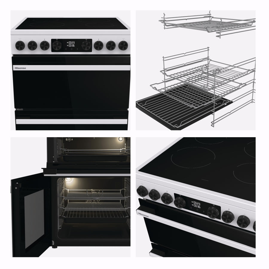 Hisense HDCE6C20W 60cm AirFry Electric Ceramic Cooker With Catalytic Liners - White