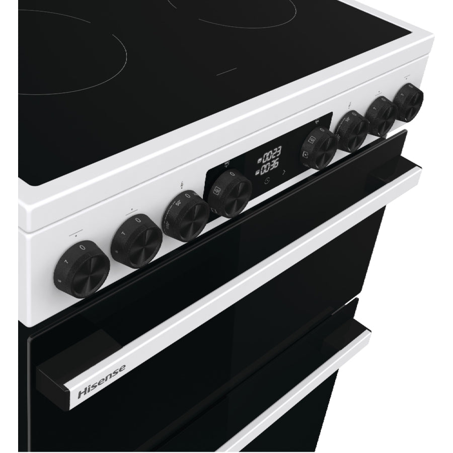 Hisense HDCE6C20W 60cm AirFry Electric Ceramic Cooker With Catalytic Liners - White