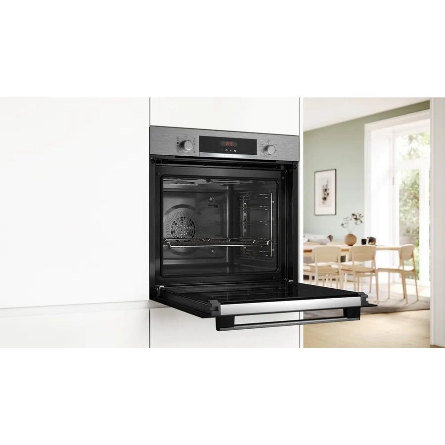 Bosch HQA574BS3B Series 4 Steam Pyrolytic cleaning built-in single oven - stainless steel [Free 5-year parts & labour guarantee]