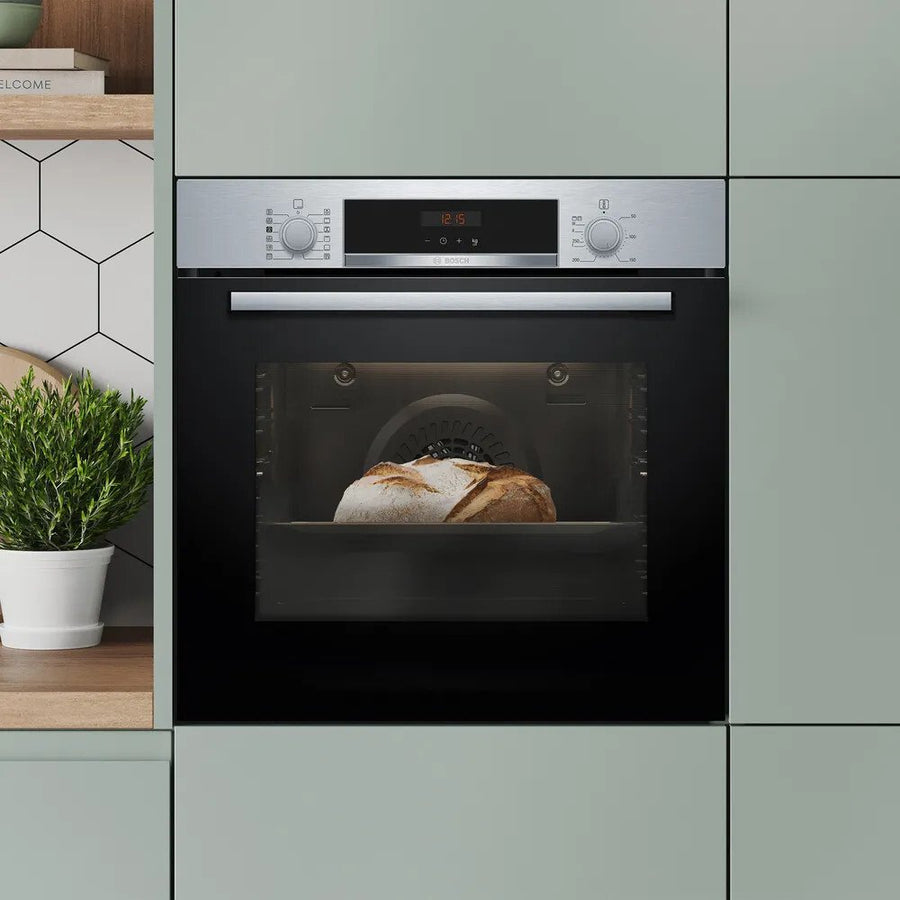 Bosch HQA574BS3B Series 4 Steam Pyrolytic cleaning built-in single oven - stainless steel [Free 5-year parts & labour guarantee]