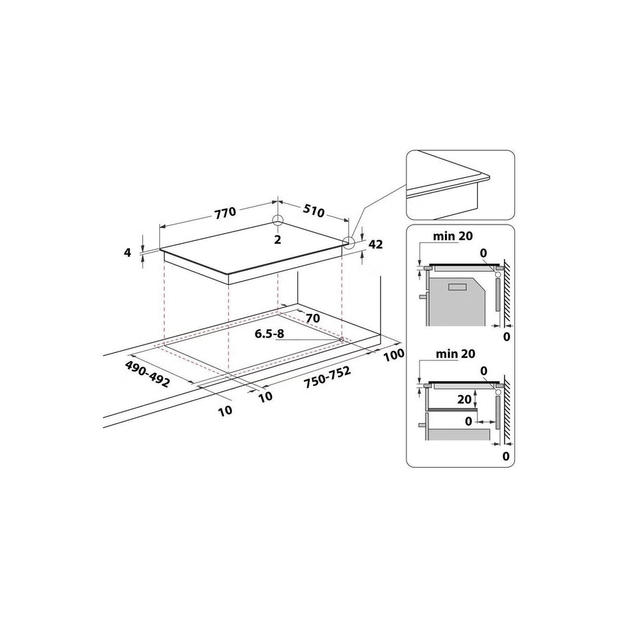 Hotpoint HR724BH 77cm Ceramic Hob - 4 zones