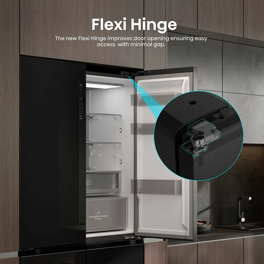 Hisense RQ768N4GBE Multi Door American style fridge freezer - Black Glass