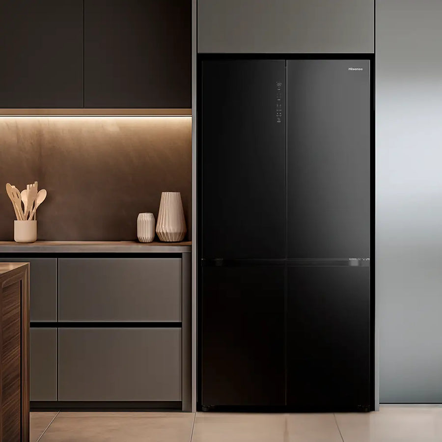 Hisense RQ768N4GBE Multi Door American style fridge freezer - Black Glass
