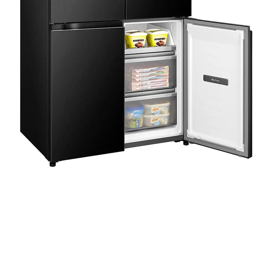 Hisense RQ768N4GBE Multi Door American style fridge freezer - Black Glass