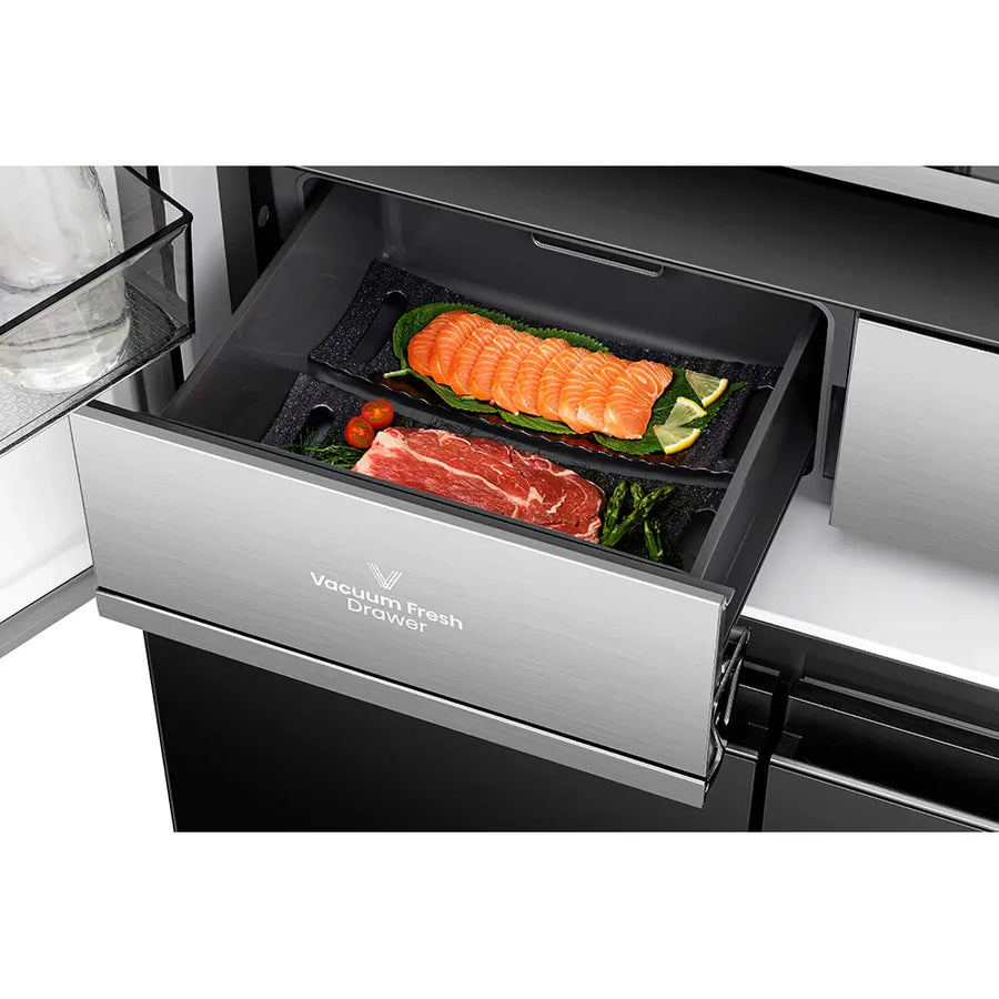 Hisense RQ768N4GBE Multi Door American style fridge freezer - Black Glass