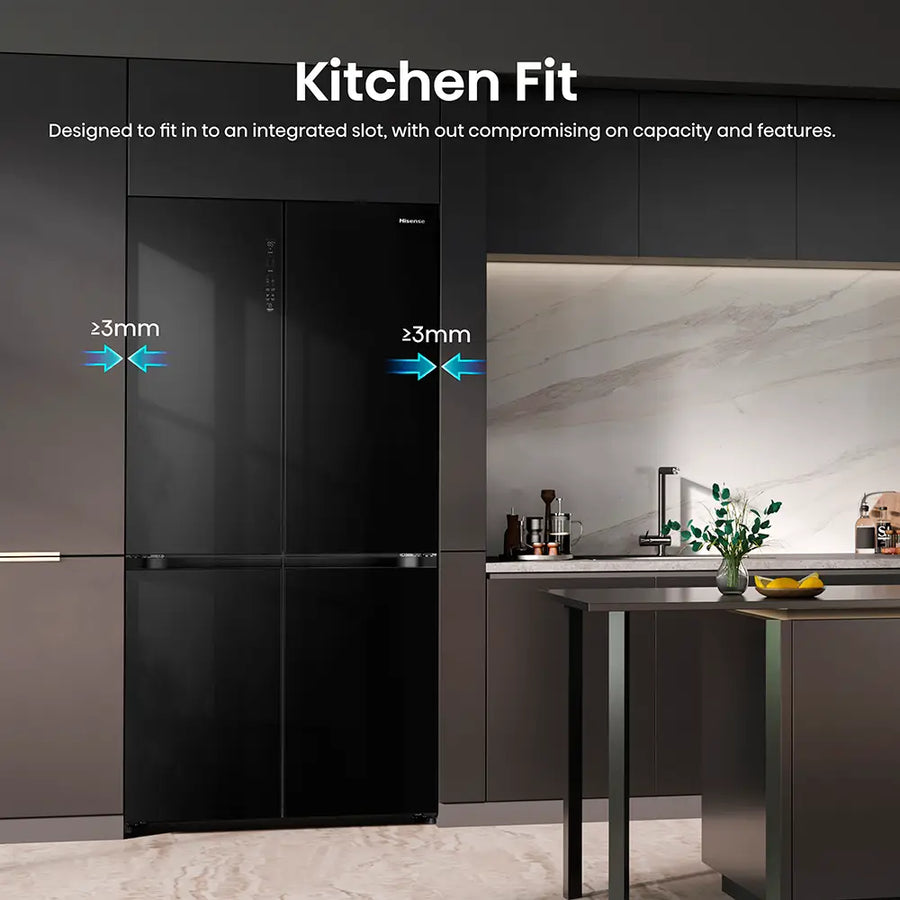 Hisense RQ768N4GBE Multi Door American style fridge freezer - Black Glass