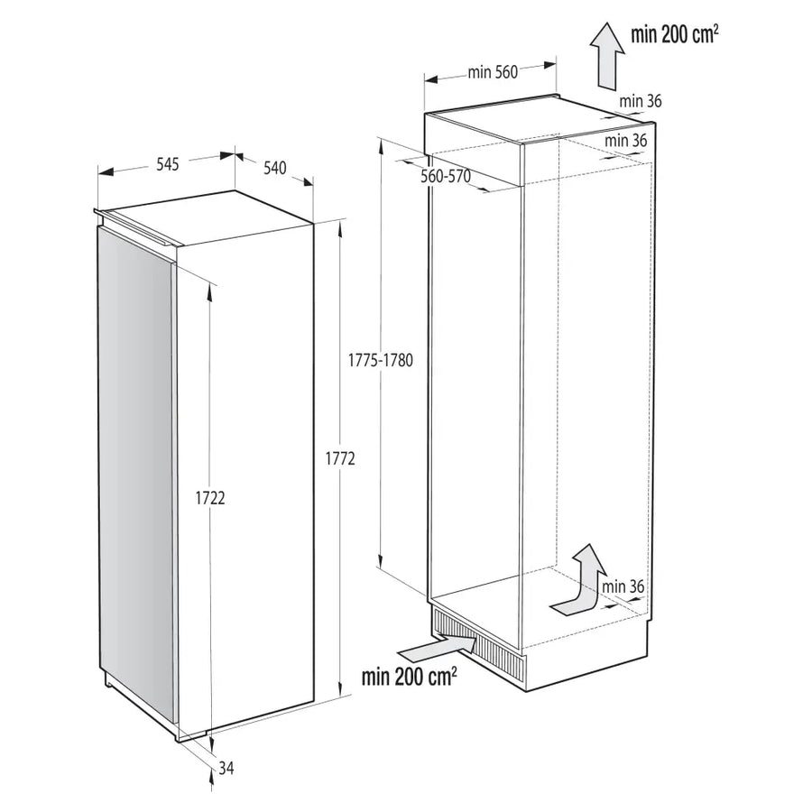 Hisense FIV276N4AWEUK Integrated Frost Free Upright Freezer [Sliding Door Installation]