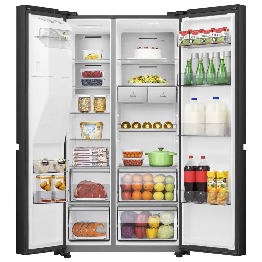 Hisense RS818N4IFE Plumbed Ice&Water American Fridge Freezer - Black stainless