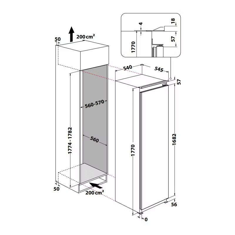 Hotpoint HTSD18F013H1 Built-in Tall Frost free Freezer [sliding hinge]