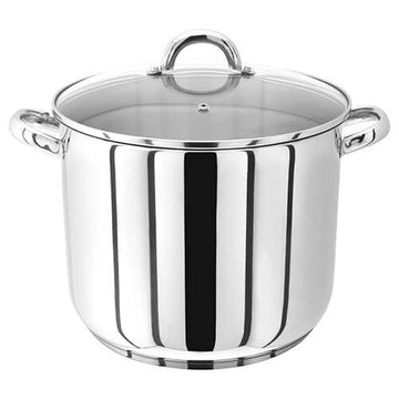 Judge J84 28cm Stainless Steel Stockpot With Vented Glass Lid, 13 Litre