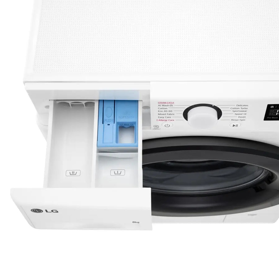 LG F2Y508WBLN1 Counter-Depth MAX™ AI DD™ 8Kg Washing Machine - White [Free 5-year parts & labour guarantee] LAST ONE