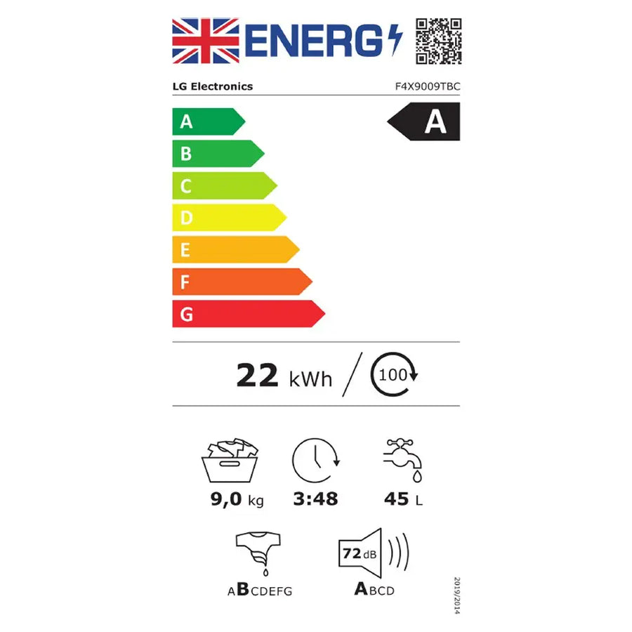 LG F4X9009TBC 9kg 1400rpm AI DD™ Washing Machine - Black