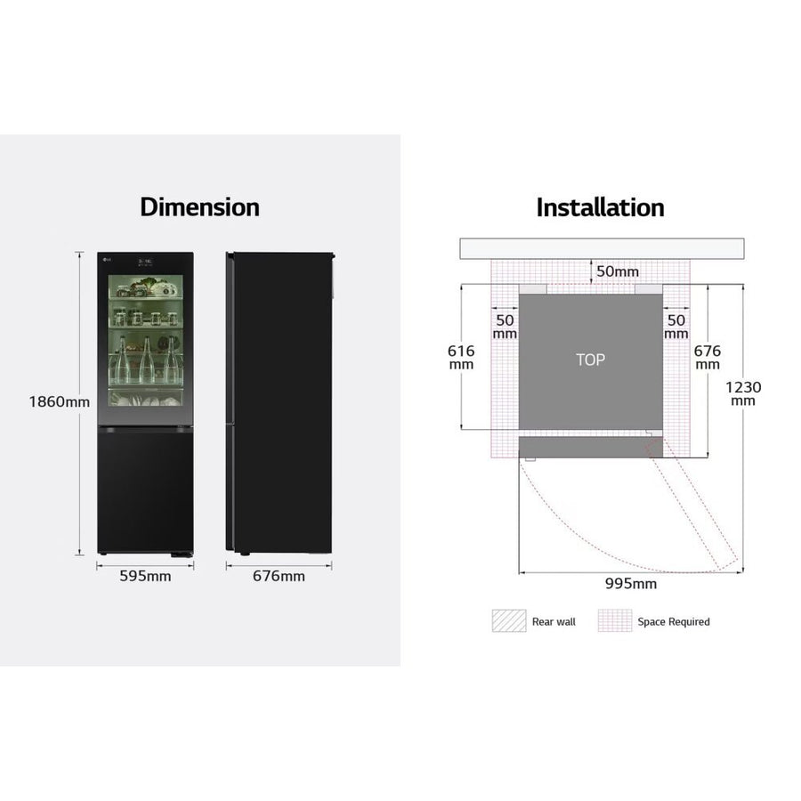 LG GBG7190CEV InstaView™ 60/40 Fridge Freezer - Essense Black Steel [Free 5-year parts & labour warranty]