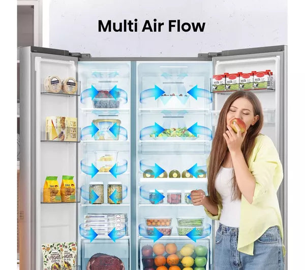 Hisense RS840N4WCE PureFlat Non-Plumbed American Style Fridge Freezer - Stainless Steel