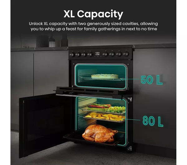 Hisense HDCE6C20B 60cm AirFry Electric Ceramic Cooker With Catalytic Liners - Black