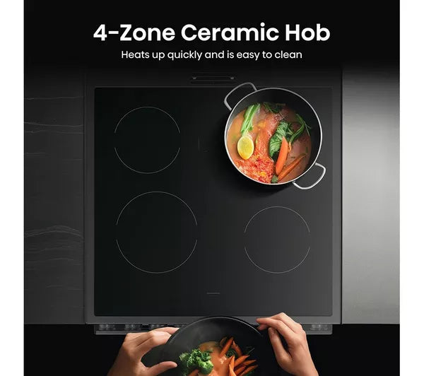 Hisense HDCE6C20B 60cm AirFry Electric Ceramic Cooker With Catalytic Liners - Black