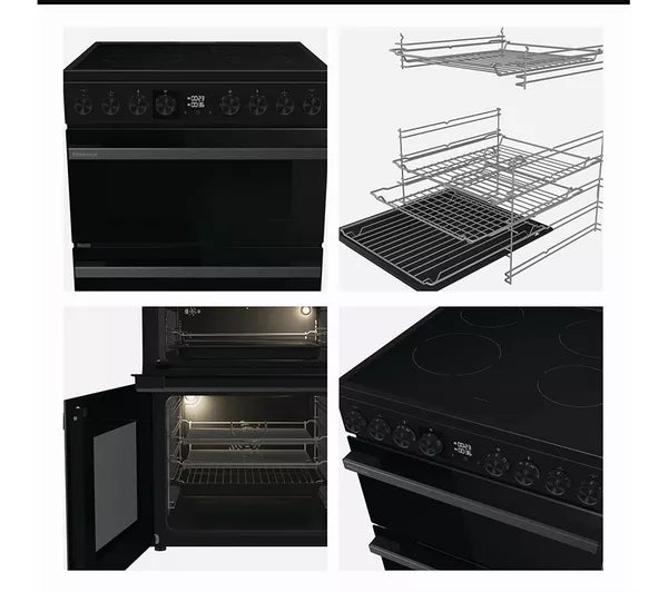 Hisense HDCE6C20B 60cm AirFry Electric Ceramic Cooker With Catalytic Liners - Black