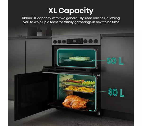 Hisense HDCEC6C20X 60cm AirFry Electric Ceramic Cooker With Catalytic Liners - Stainless Steel