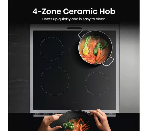 Hisense HDCEC6C20X 60cm AirFry Electric Ceramic Cooker With Catalytic Liners - Stainless Steel