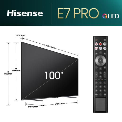 Hisense 100E7NQTUK PRO 100'' QLED HDR UHD 4K Smart TV