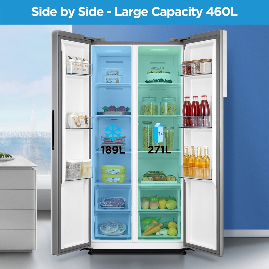 Midea MDRS619FIE46 American style fridge freezer - Stainless steel