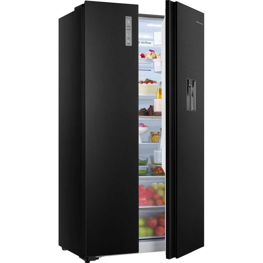 Fridgemaster MS91520DEB Side-by-side Non-plumbed American Fridge Freezer - Black