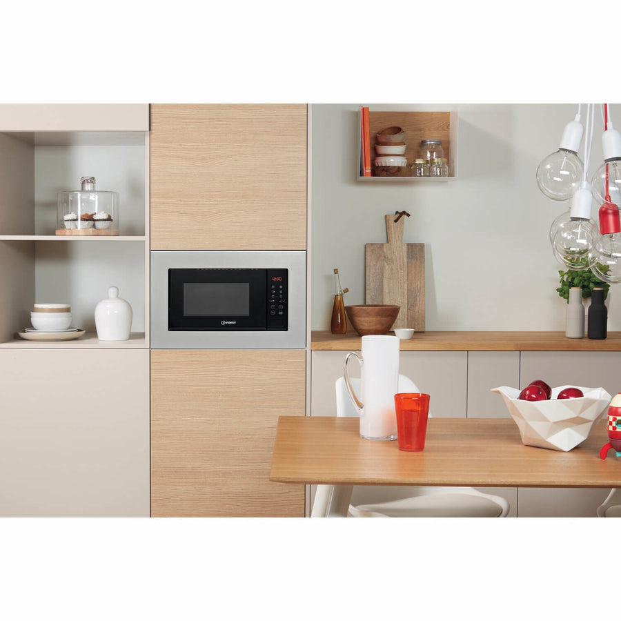 INDESIT MWI120GX 800W Built-in Microwave with Grill - Stainless Steel