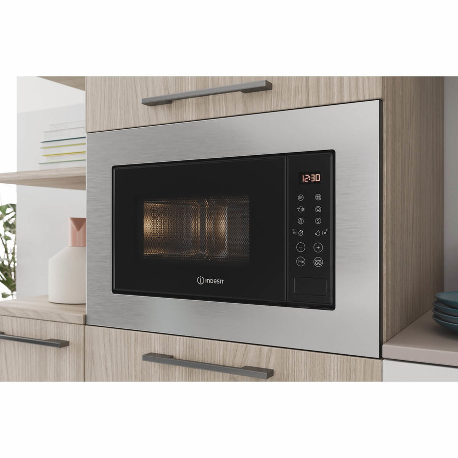 INDESIT MWI120GX 800W Built-in Microwave with Grill - Stainless Steel