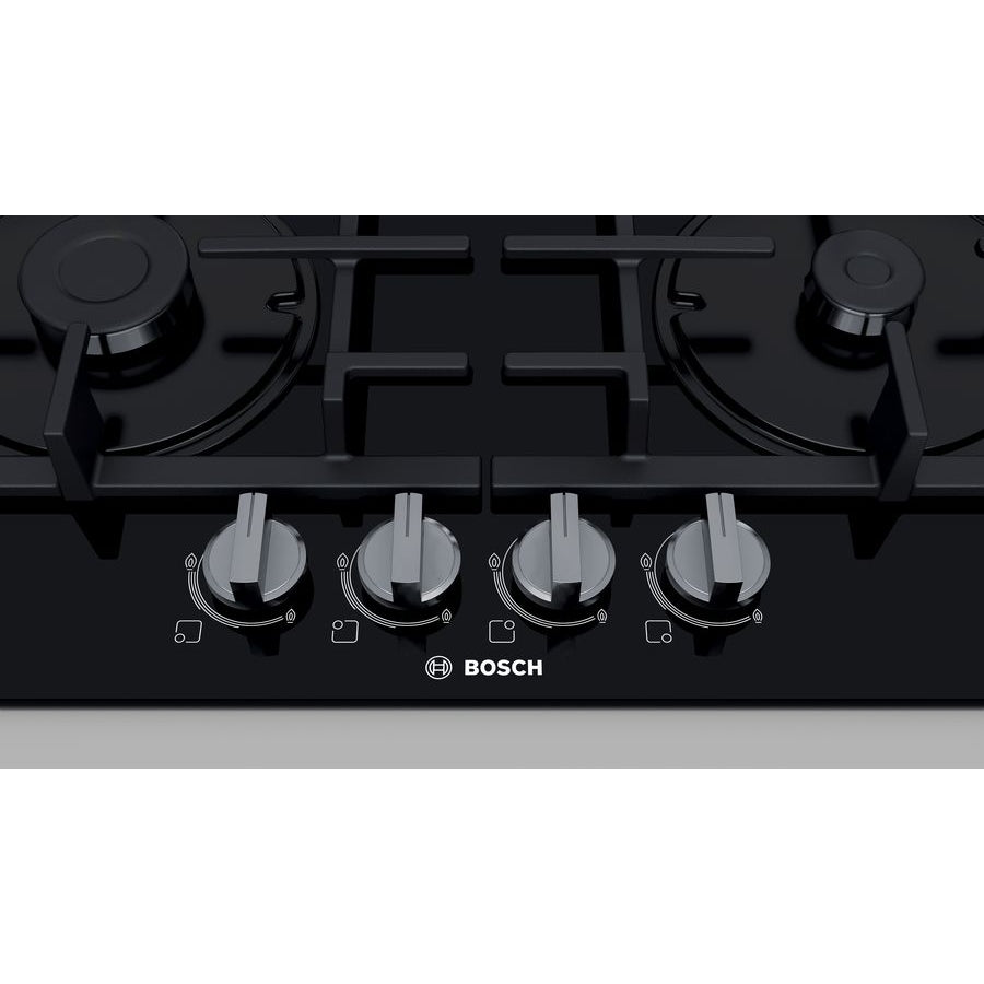Bosch PNP6B6B90 Series 4 60cm Tempered Glass Gas Hob - Black