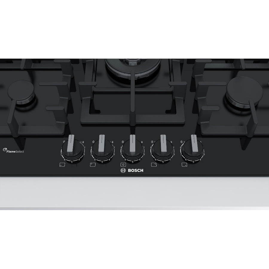 Bosch Series 6 PPQ7A6B90 75cm Tempered Glass Gas Hob - Black