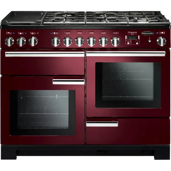 RANGEMASTER PDL110DFFCY/C Professional Deluxe 110 cm Dual Fuel Range Cooker - Cranberry with Chrome trim