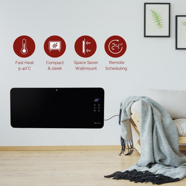 Rediffusion RED2000GB 2000w Smart Glass Panel Heater - Black