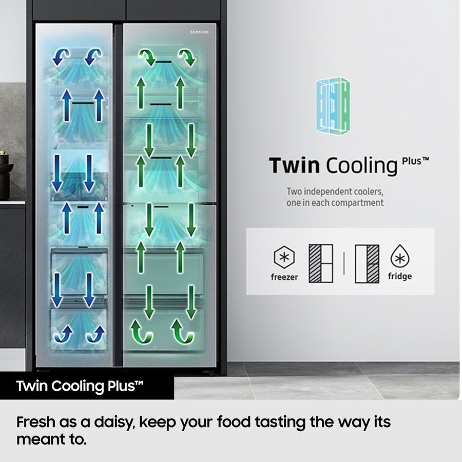 Samsung RH69DG893EB1EU Beverage centre plumbed American style fridge freezer - Black [Free 5-year parts & labour guarantee]