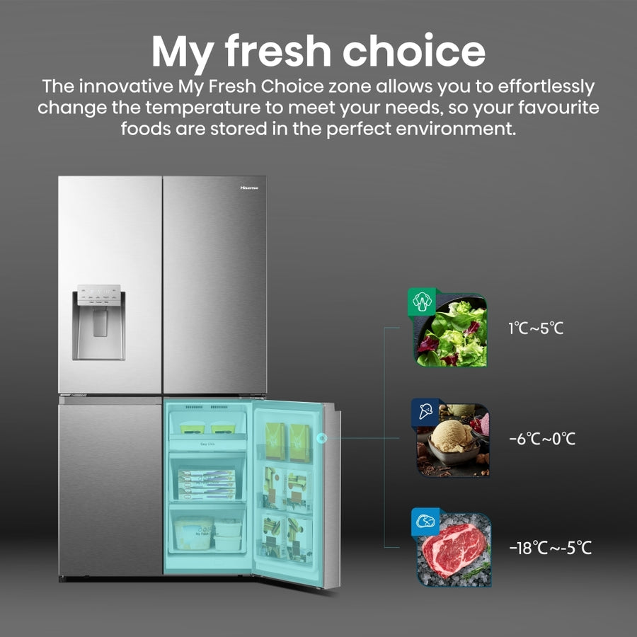 HIsense RQ760N4SASE PureFlat Non-Plumbed American style fridge freezer - stainless steel