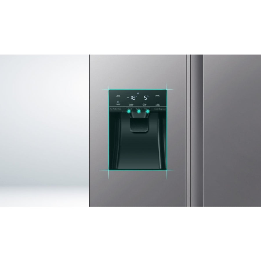 Hisense RS694N4TIE American Style Fridge Freezer With Non-Plumbed Ice & Water - Stainless Steel