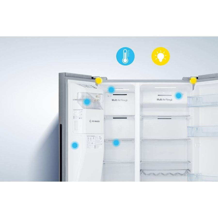 Hisense RS694N4TIE American Style Fridge Freezer With Non-Plumbed Ice & Water - Stainless Steel