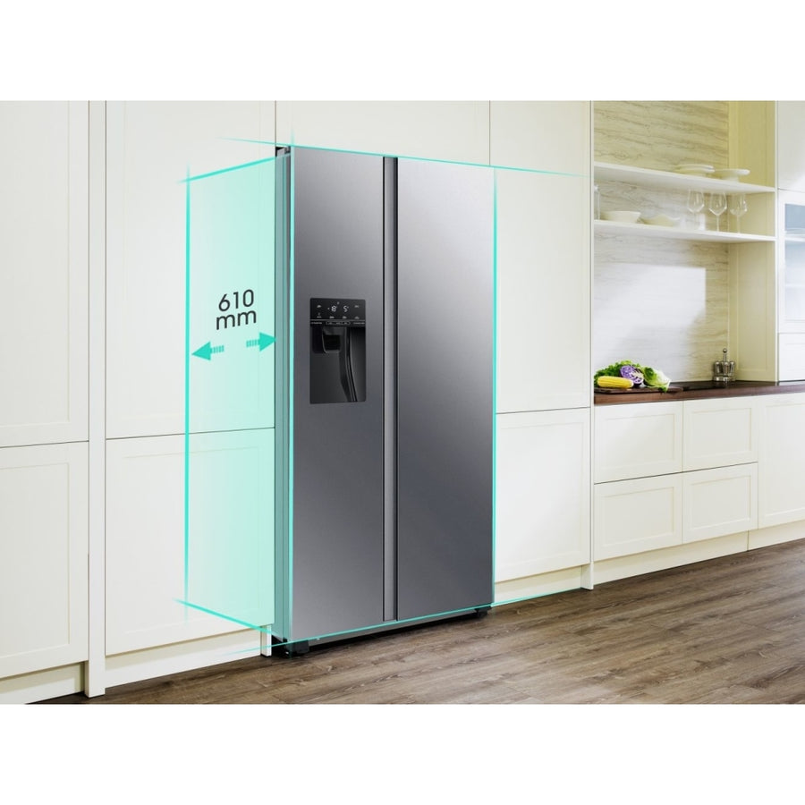 Hisense RS694N4TIE American Style Fridge Freezer With Non-Plumbed Ice & Water - Stainless Steel