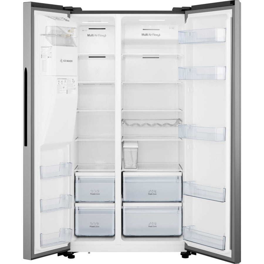 Hisense RS694N4TIE American Style Fridge Freezer With Non-Plumbed Ice & Water - Stainless Steel