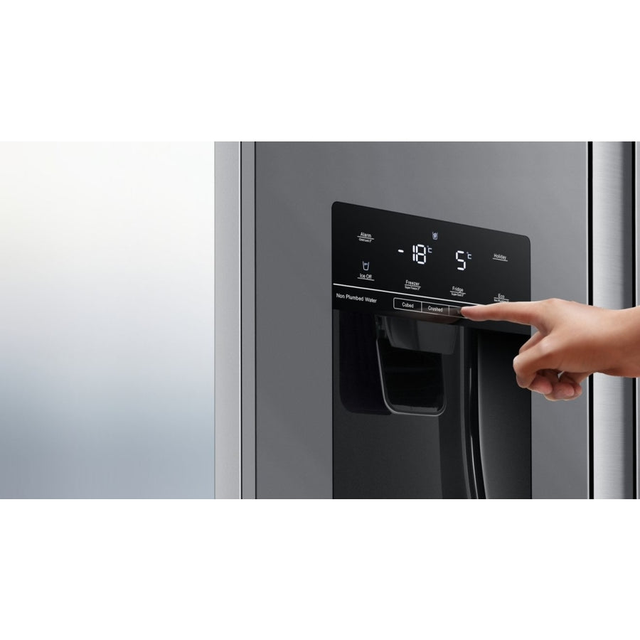Hisense RS694N4TIE American Style Fridge Freezer With Non-Plumbed Ice & Water - Stainless Steel