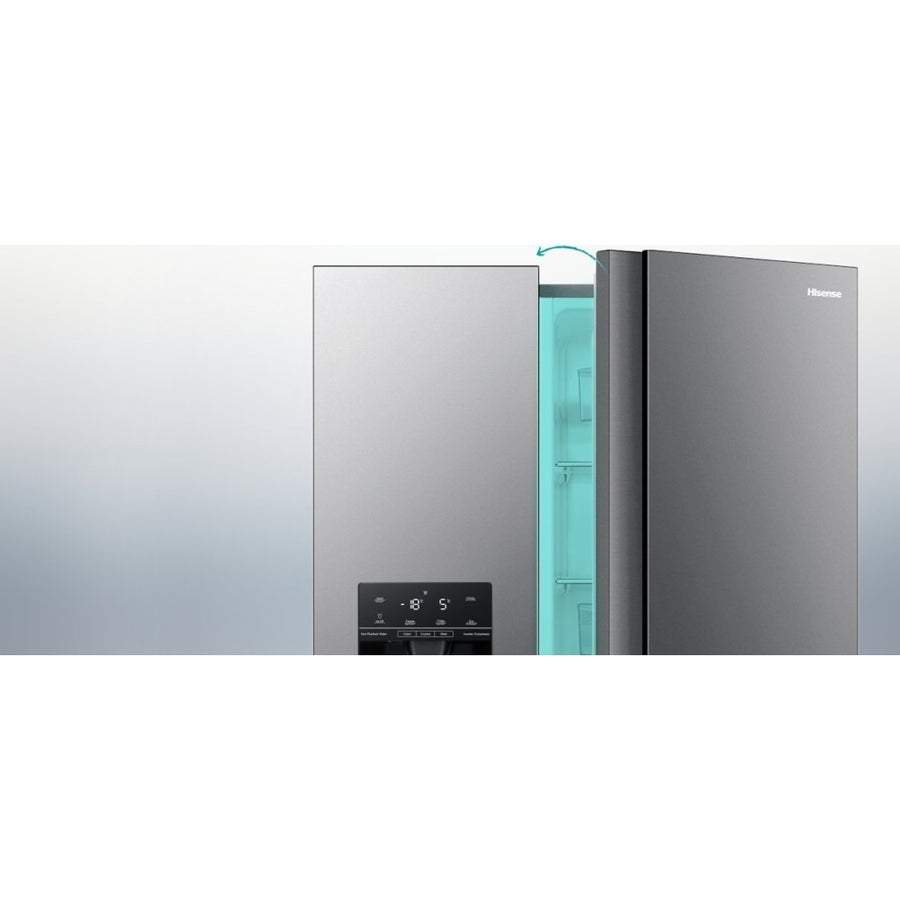 Hisense RS694N4TIE American Style Fridge Freezer With Non-Plumbed Ice & Water - Stainless Steel