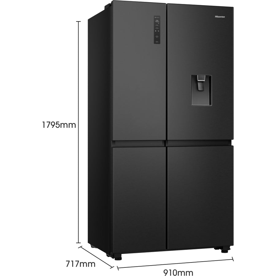 Hisense RS840N4WFE PureFlat Non-Plumbed American Style Fridge Freezer - Black