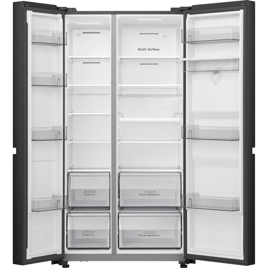 Hisense RS840N4WFE PureFlat Non-Plumbed American Style Fridge Freezer - Black