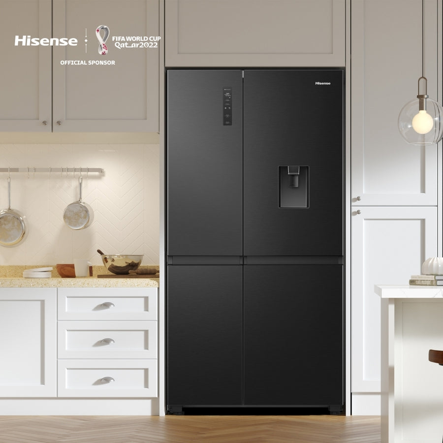 Hisense RS840N4WFE PureFlat Non-Plumbed American Style Fridge Freezer - Black