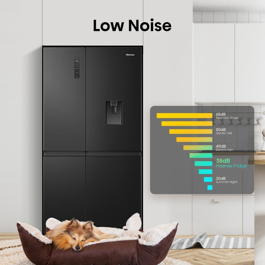 Hisense RS840N4WFE PureFlat Non-Plumbed American Style Fridge Freezer - Black