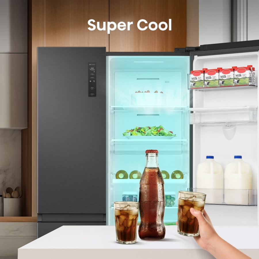 Hisense RS840N4WFE PureFlat Non-Plumbed American Style Fridge Freezer - Black