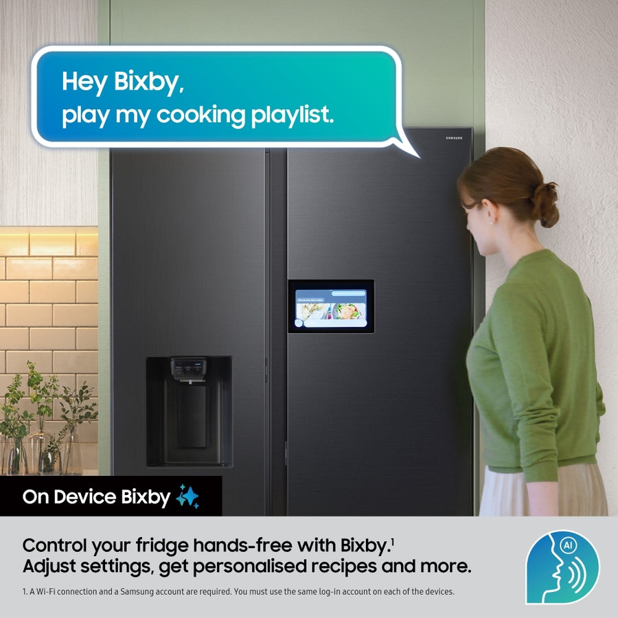 Samsung RS90F64EEFEU Series 9 Bespoke AI Plumbed ice & water American Style Fridge Freezer - Black