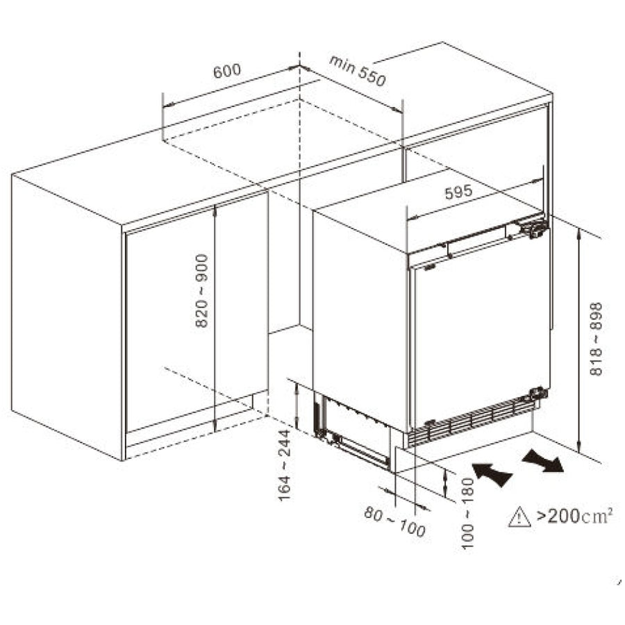 Hisense RUR156D4AWE Built-in Undercounter fridge with freezer box