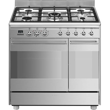 Smeg SCB92MX8 90cm Dual Fuel Range Cooker - Stainless steel